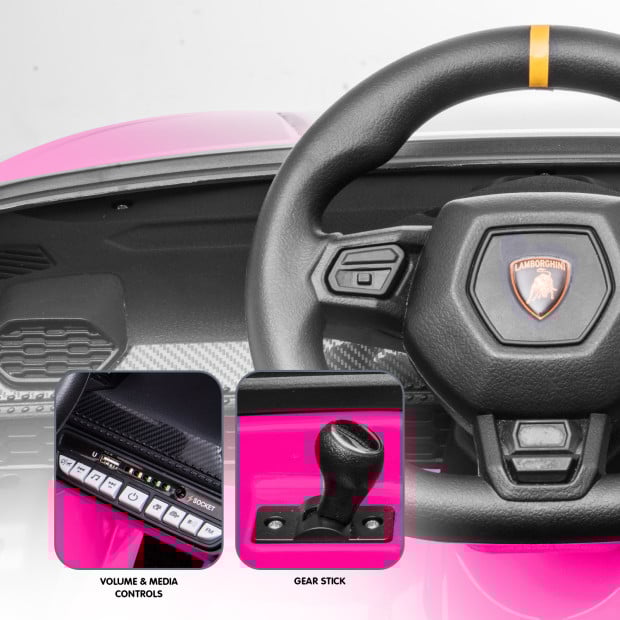 Lamborghini Performante Kids Electric Ride On Car Remote Control by Kahuna - Pink Image 6