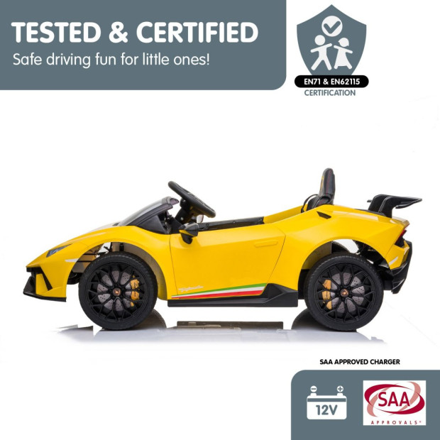 Lamborghini Performante Kids Electric Ride On Car Remote Control - Yellow Image 13
