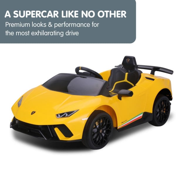 Lamborghini Performante Kids Electric Ride On Car Remote Control - Yellow Image 9