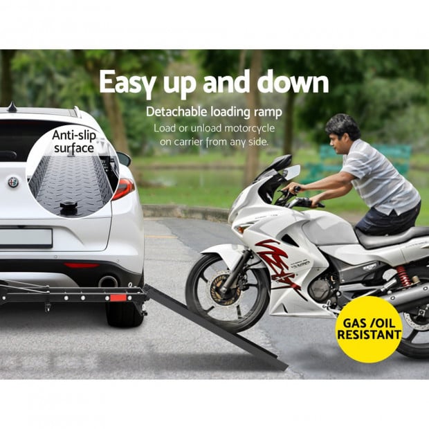 Motorcycle Carrier 2 Arms Rack Ramp Motorbike Dirt Bike 2 Hitch Towbar Image 6