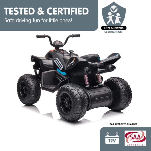 McLaren MCL35 Kids Toy Electric Quad Bike- Black Image 12