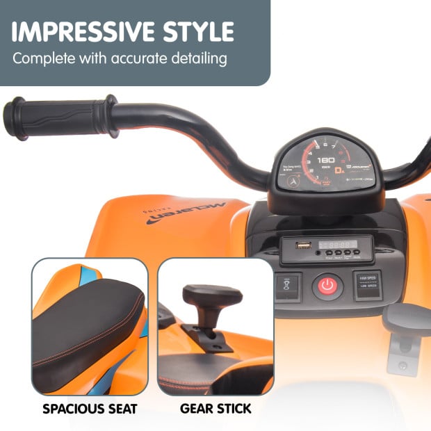 MCL35 McLaren Kids Toy Electric Quad Bike - Orange Image 12