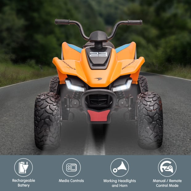 MCL35 McLaren Kids Toy Electric Quad Bike - Orange Image 4