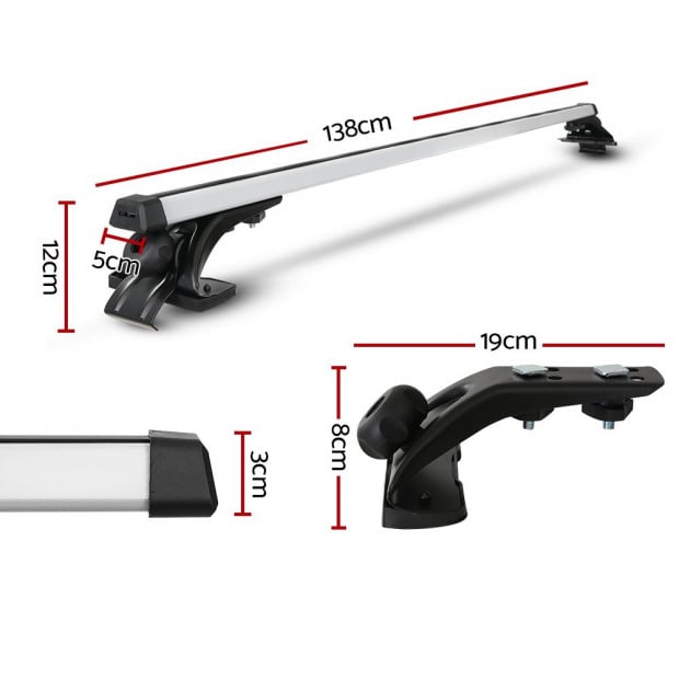 Universal Car Roof Rack 1450mm Cross Bars Adjustable Brackets 90kg Image 2