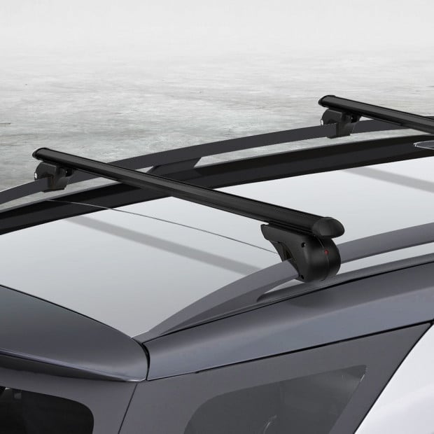 Car Roof Rack 1200mm Cross Bars Aluminium Black Adjustable Car 90kgs Image 7