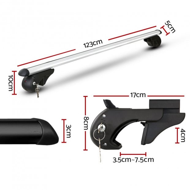 Universal Car Roof Rack 1200mm Cross Bars Silver Adjustable Car 90kgs Image 2