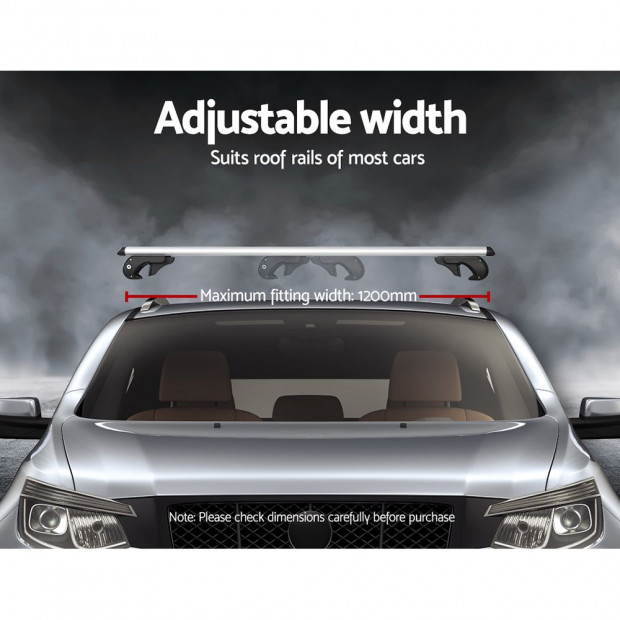 Universal Car Roof Rack 1200mm Cross Bars Silver Adjustable Car 90kgs Image 4