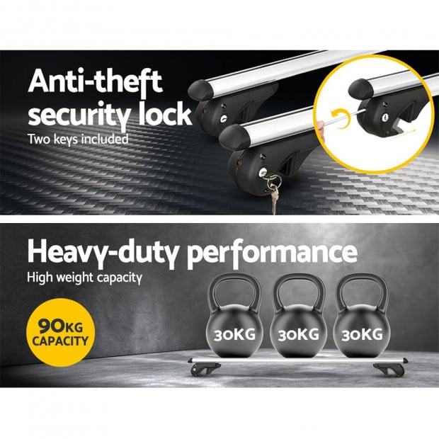 Car Roof Rack 1360mm Cross Bars Aluminium Silver Adjustable Car 90kgs Image 6