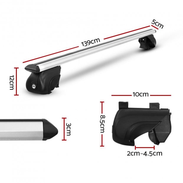 Universal Car Roof Rack 1390mm Cross Bars Aluminium Car 90kgs Image 2
