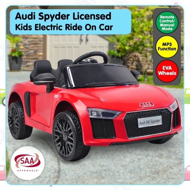 R8 Spyder Audi Licensed Kids Electric Ride On Car Remote Control Red Image 6