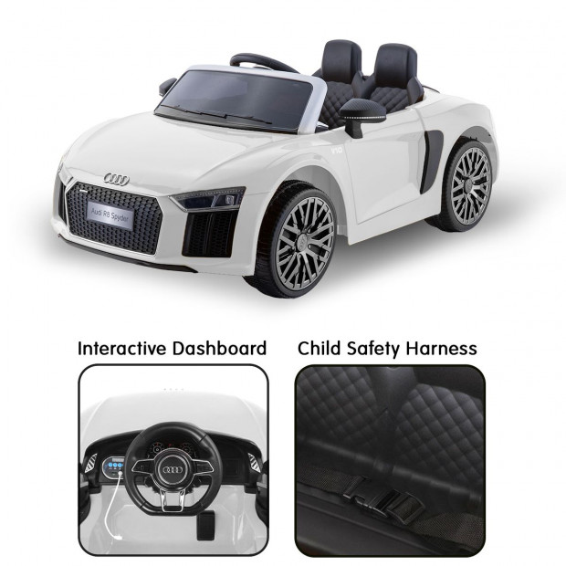 R8 Spyder Audi Licensed Kids Electric Ride On Car Remote Control White Image 7