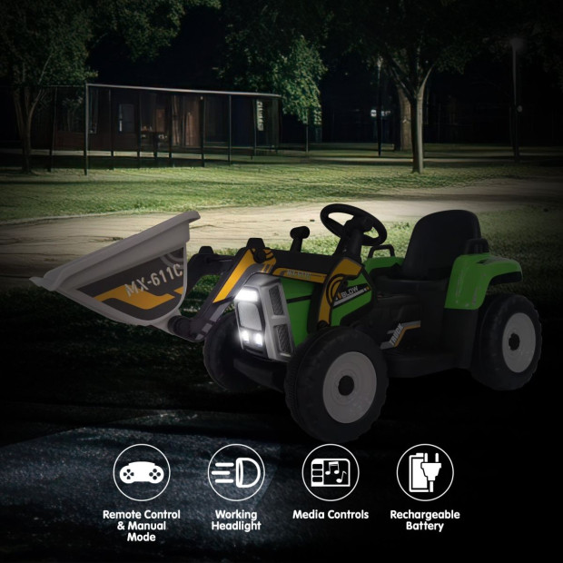 Kahuna MX-611C Electric Kids Car Tractor Digger Loader Grey Image 6