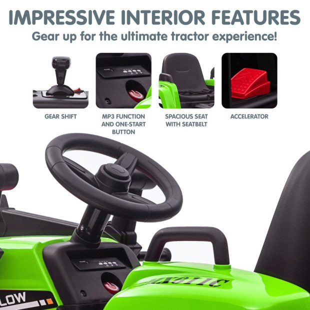 Kahuna MX-611C Electric Kids Car Tractor Digger Loader Grey Image 8