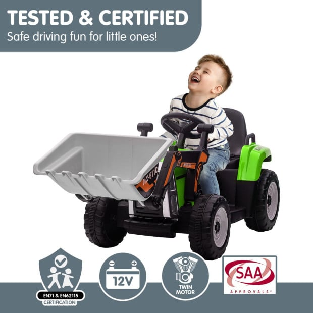 Kahuna MX-611C Electric Kids Car Tractor Digger Loader Grey Image 9