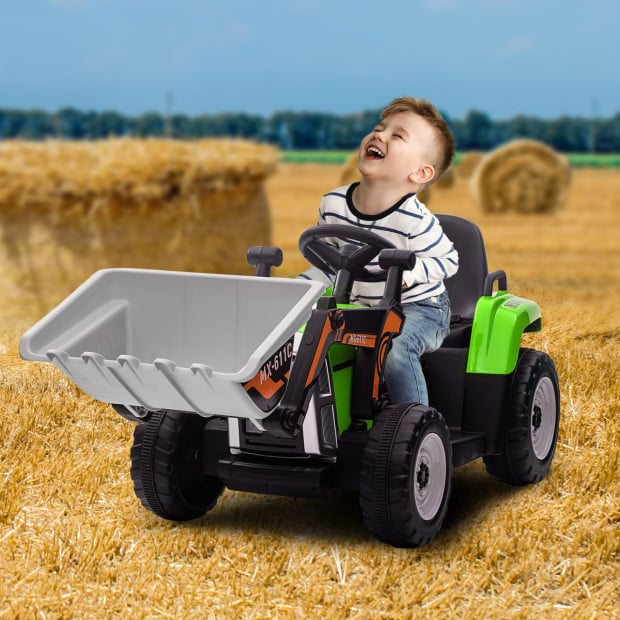 Kahuna MX-611C Electric Kids Car Tractor Digger Loader Grey Image 10