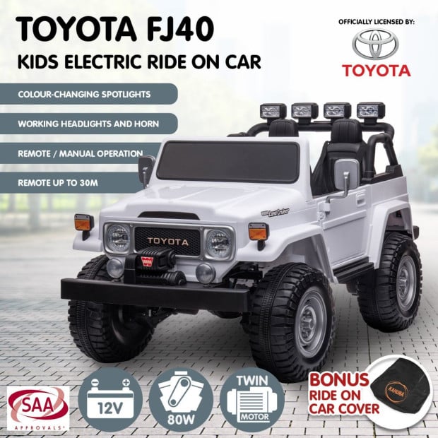 Licensed Toyota FJ-40 Electric Kids Ride On Car by Kahuna - White
