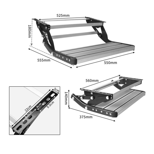 Caravan Step Aluminum Pull Out Folding Ladder Stool Trailer RV Parts Image 3