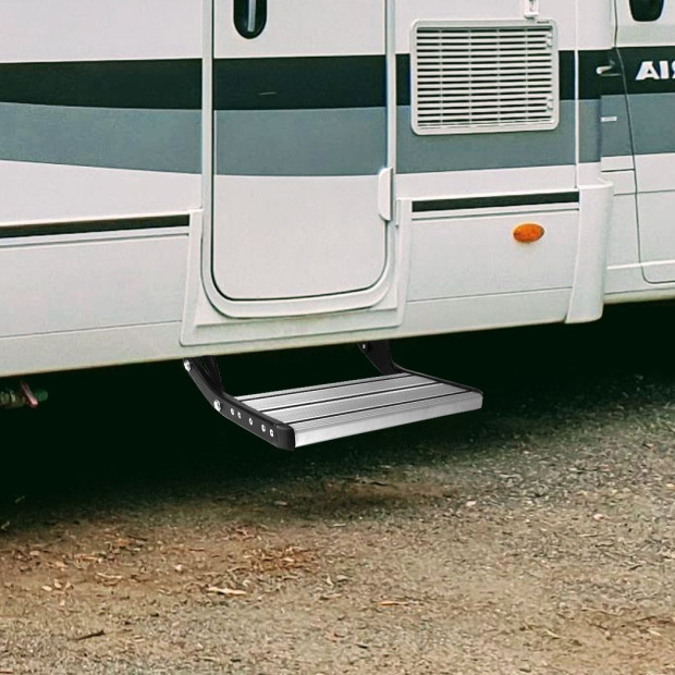 Caravan Step Aluminum Pull Out Folding Ladder Stool Trailer RV Parts Image 8