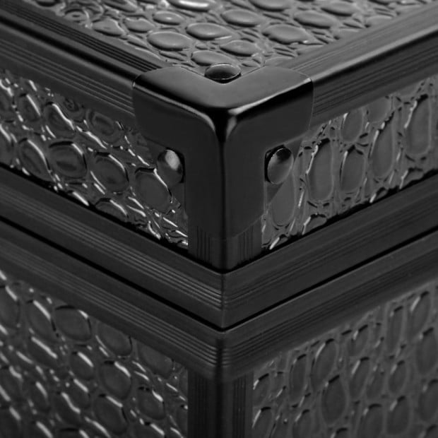 Portable Cosmetic Beauty Make Up Carry Case Box Crocodile Black Image 7