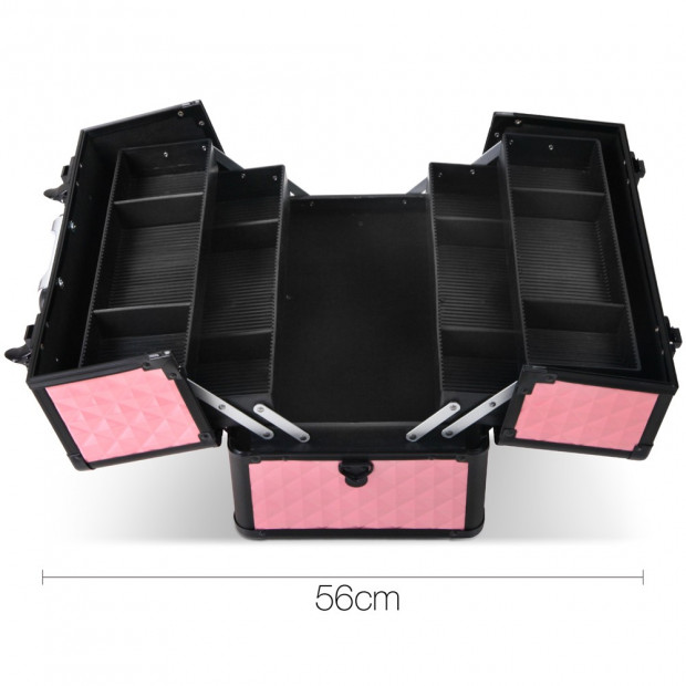 Portable Cosmetic Beauty Make Up Carry Case Box Pink Image 9