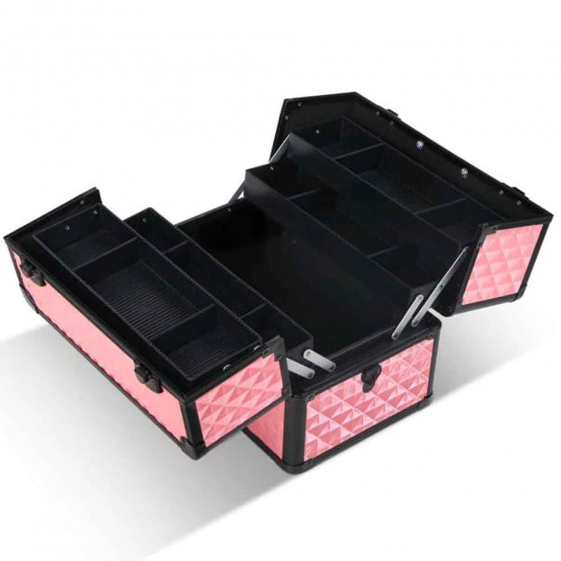 Portable Cosmetic Beauty Make Up Carry Case Box Pink Image 8
