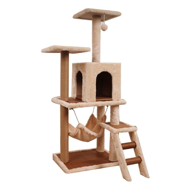 Furtastic 125cm Cat Tree Scratching Post - Beige Image 2