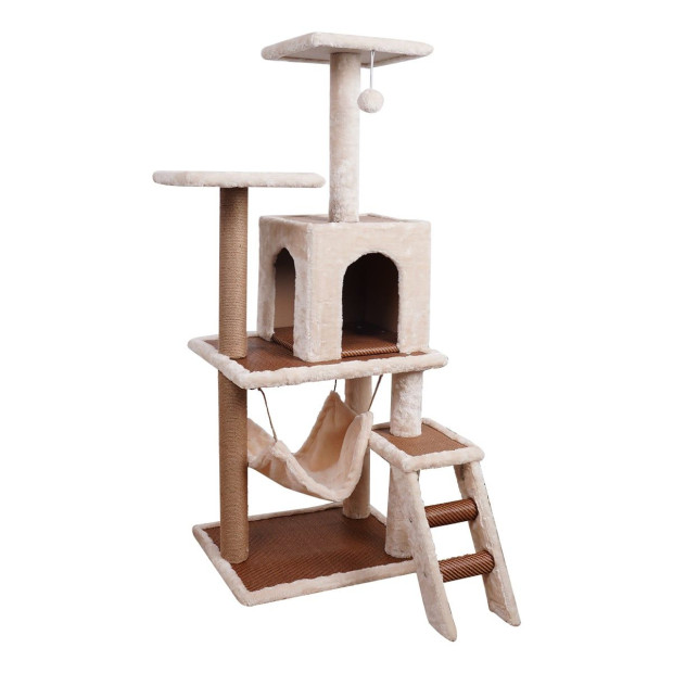 Furtastic 125cm Cat Tree Scratching Post - Beige Image 3