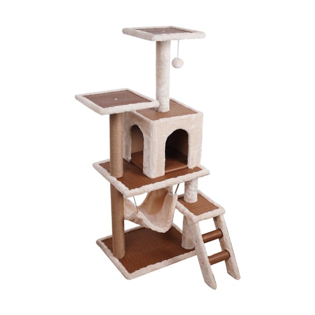 Furtastic 125cm Cat Tree Scratching Post - Beige Image 5