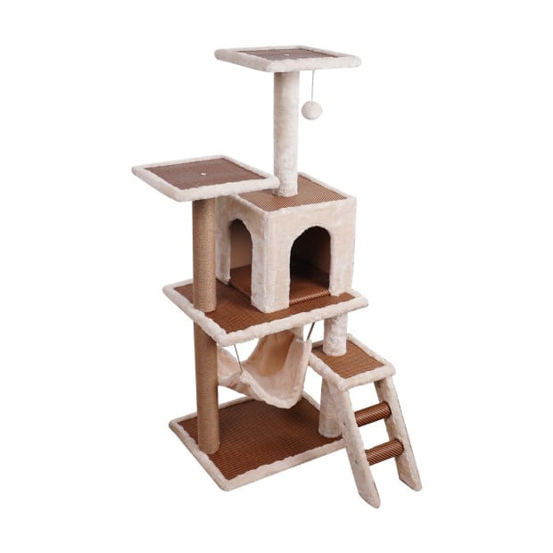 Furtastic 125cm Cat Tree Scratching Post - Beige Image 4