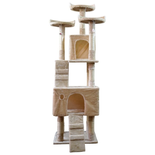 Furtastic 170cm Cat Tree Scratching Post - Beige Image 2