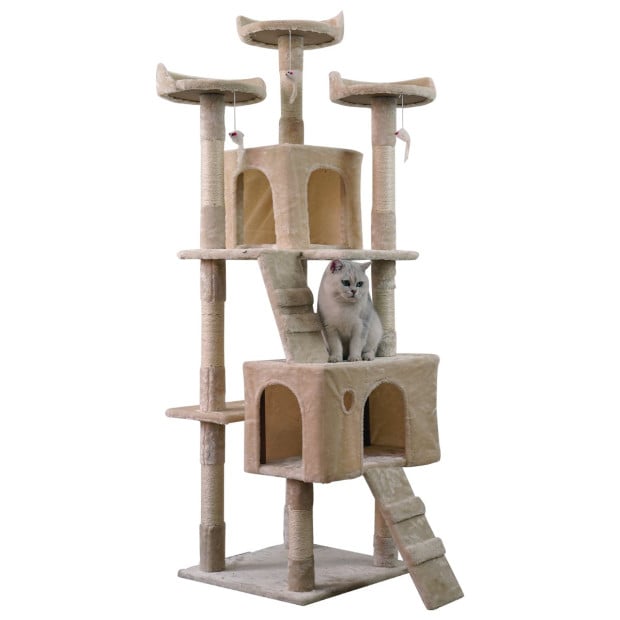 Furtastic 170cm Cat Tree Scratching Post - Beige Image 3