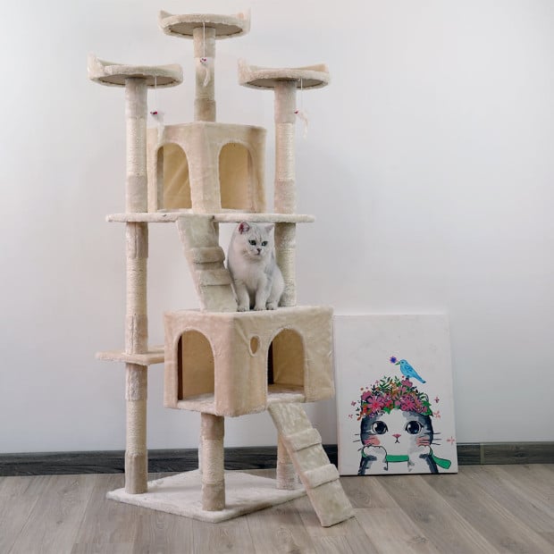 Furtastic 170cm Cat Tree Scratching Post - Beige Image 5