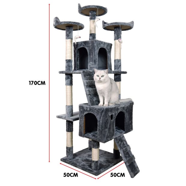 Furtastic 170cm Cat Tree Scratching Post - Dark Grey Image 5