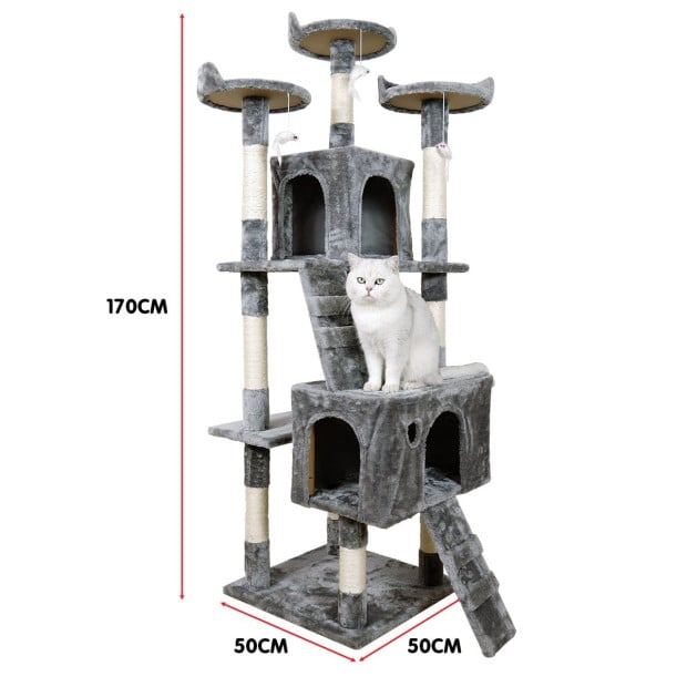 Furtastic 170cm Cat Tree Scratching Post - Silver Grey Image 4