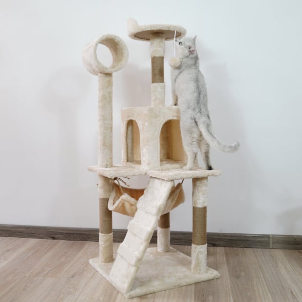 Furtastic 135cm Cat Tree Scratching Post - Beige Image 4