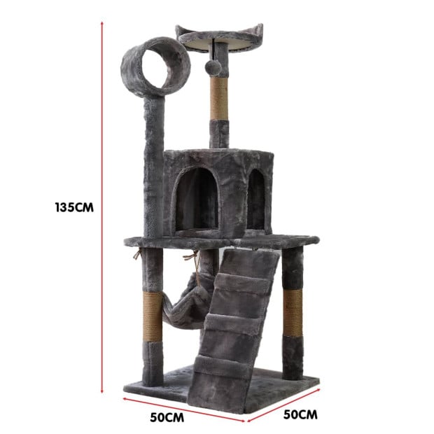 Furtastic 135cm Cat Tree Scratching Post - Dark Grey Image 3