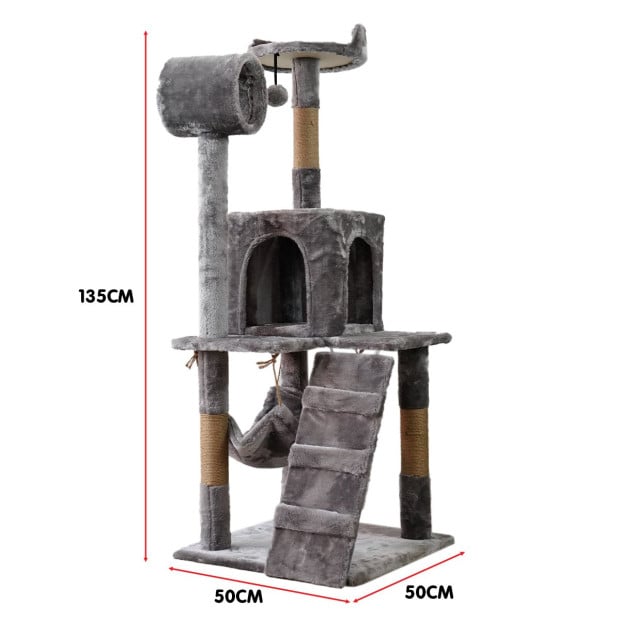 Furtastic 135cm Cat Tree Scratching Post - Silver Grey Image 4