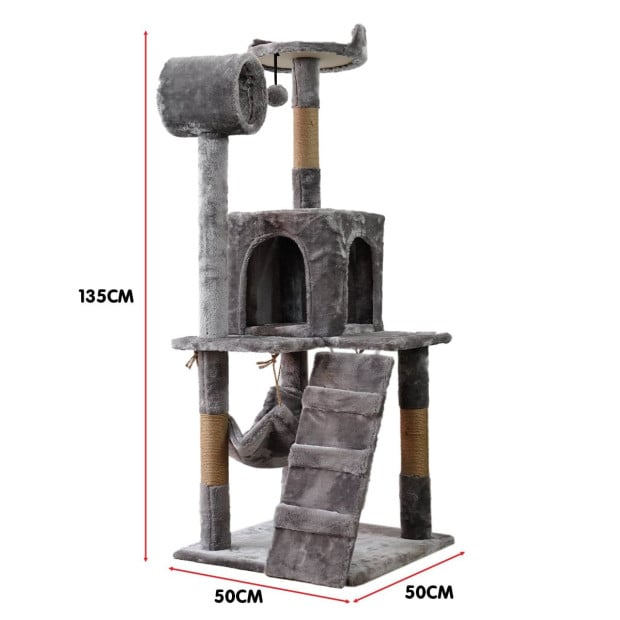 Furtastic 135cm Cat Tree Scratching Post - Silver Grey Image 3