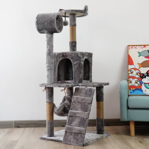 Furtastic 135cm Cat Tree Scratching Post - Silver Grey Image 4