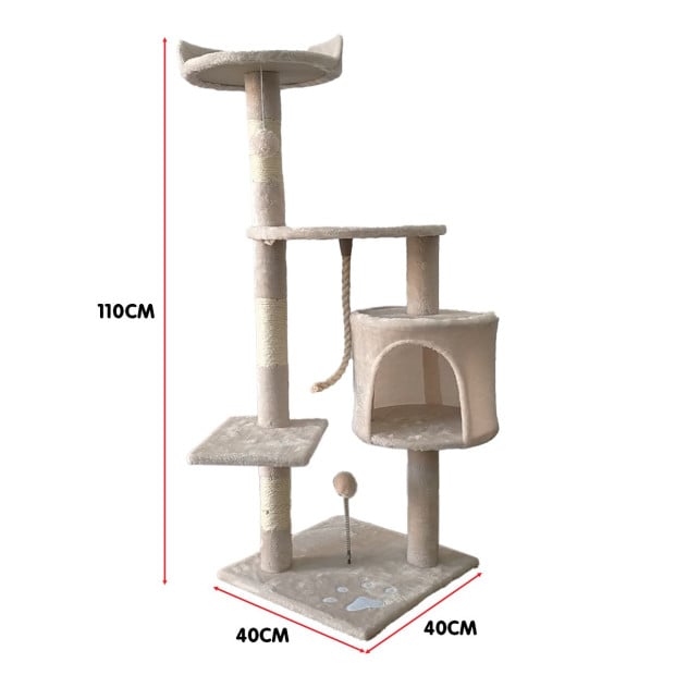 Furtastic 110cm Cat Tree Scratching Post - Beige Image 6