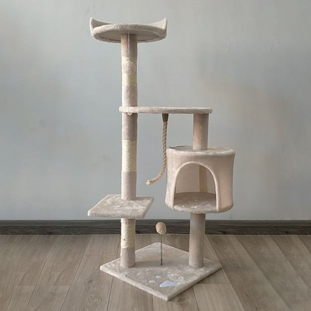 Furtastic 110cm Cat Tree Scratching Post - Beige Image 7