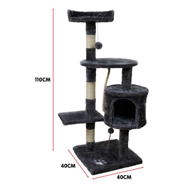 Furtastic 110cm Cat Tree Scratching Post - Dark Grey Image 5