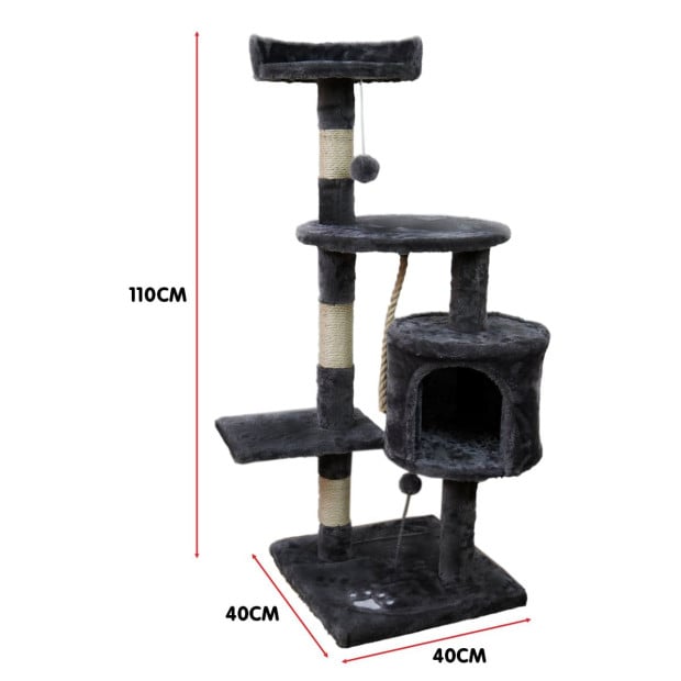 Furtastic 110cm Cat Tree Scratching Post - Dark Grey Image 4