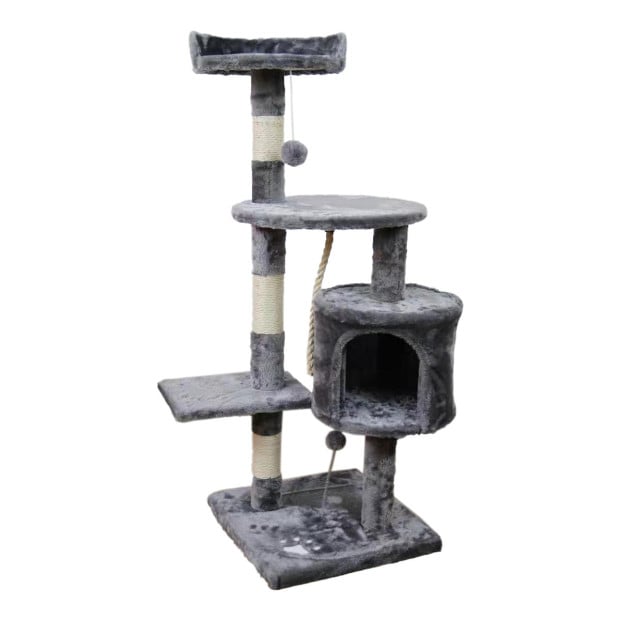Furtastic 110cm Cat Tree Scratching Post - Silver Grey Image 2