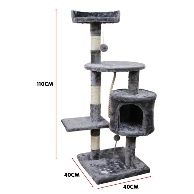 Furtastic 110cm Cat Tree Scratching Post - Silver Grey Image 5