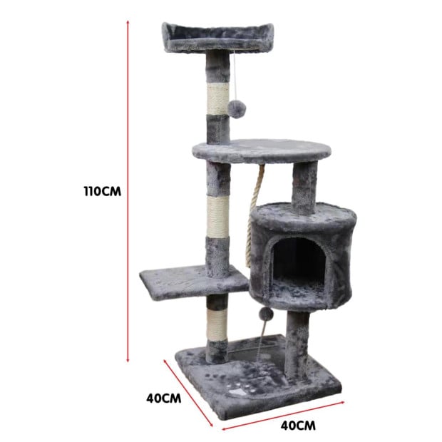 Furtastic 110cm Cat Tree Scratching Post - Silver Grey Image 4