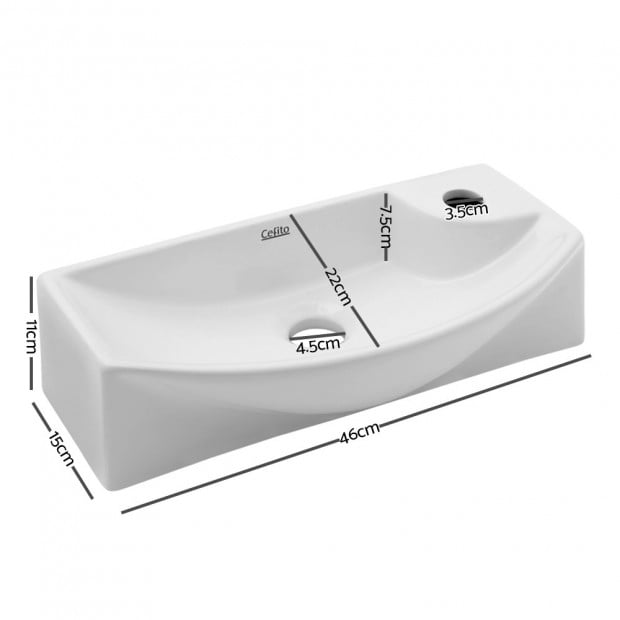 Ceramic Basin Bathroom 45 x 23cm White Image 2