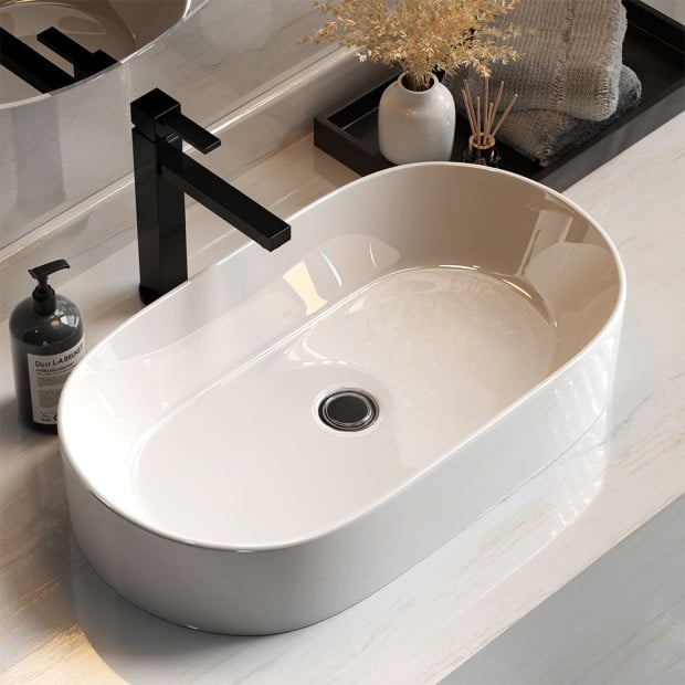Bathroom Basin Vanity Ceramic Basin Above Counter Hand Wash Long Shape Image 8