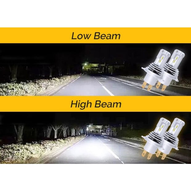 H4 72W Car LED Headlight Kit 8400lm Philips Zes Chip 12V Canbus Image 2
