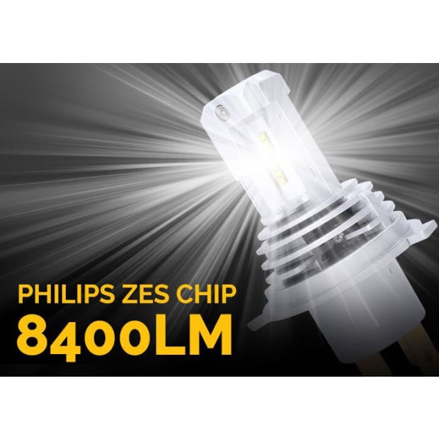 H4 72W Car LED Headlight Kit 8400lm Philips Zes Chip 12V Canbus Image 4